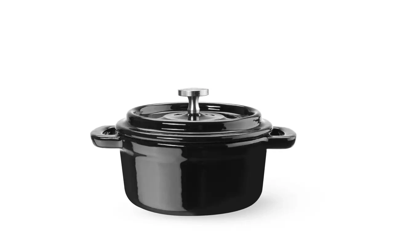 Oală din fontă emailată, 0,27L, neagră, 13x10x(Î)4.8 cm | HENDI 626894