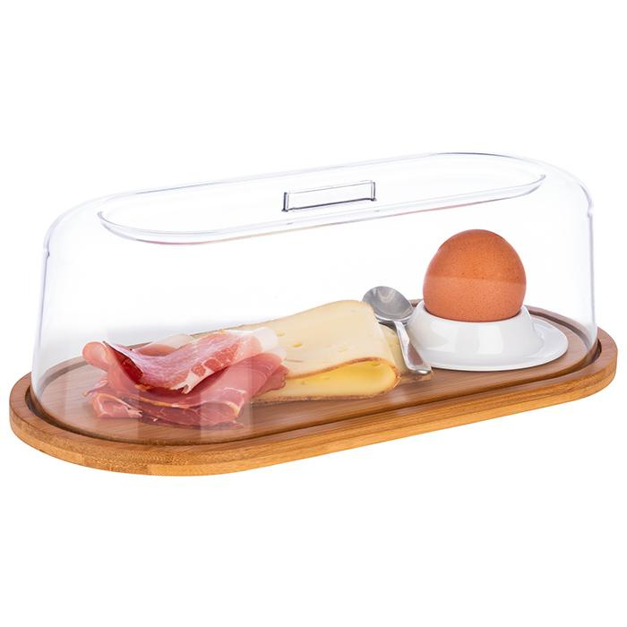 Tavă din bambus cu capac din plastic SAN, 28x14x11.5 cm | APS 826