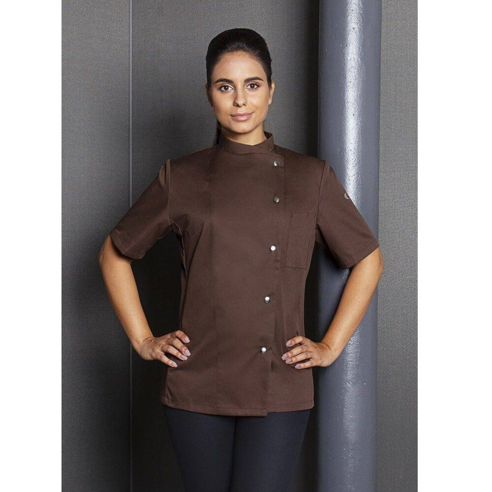 Bluză de bucătar de damă Greta maro deschis | KARLOWSKY JF 4-28