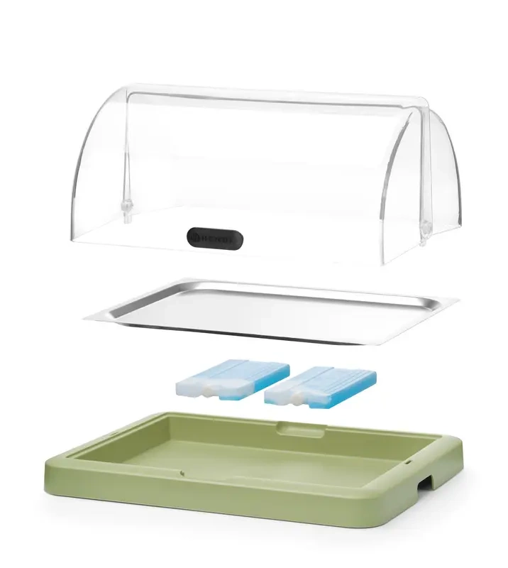 Vitrină frigorifică roll-top Duo UNIQ proiectată de Robert Bronwasser, verde, 46x35x22 cm | HENDI 871966