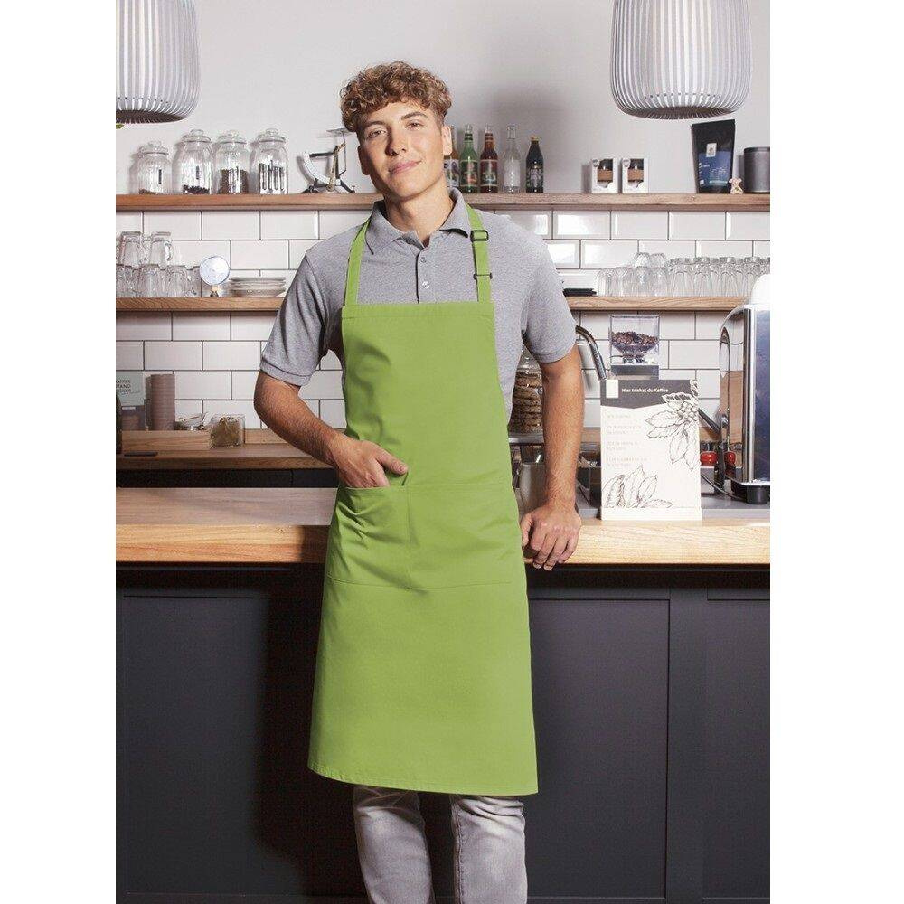 Șorț de bucătar Basic 75 x 90 cm cu buzunar și cataramă, culoare lime | KARLOWSKY BLS 5-81-Stck