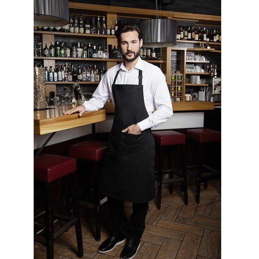 Șorț de bucătar de bază 75 x 90 cm cu buzunar și cataramă negru | KARLOWSKY BLS 5-1-Stck