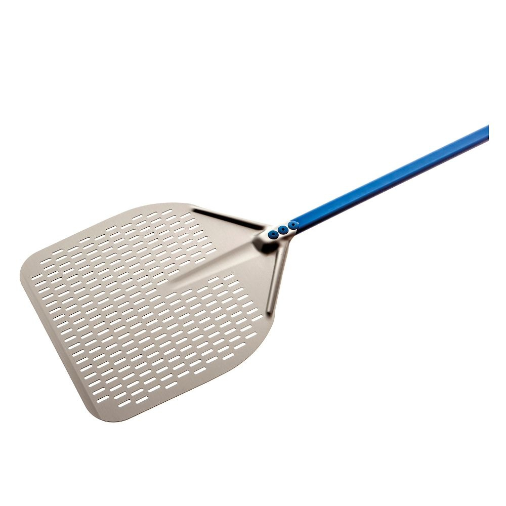 Lopată dreptunghiulară pentru pizza, perforată, din aluminiu anodizat | GI.METAL A-45RF/120