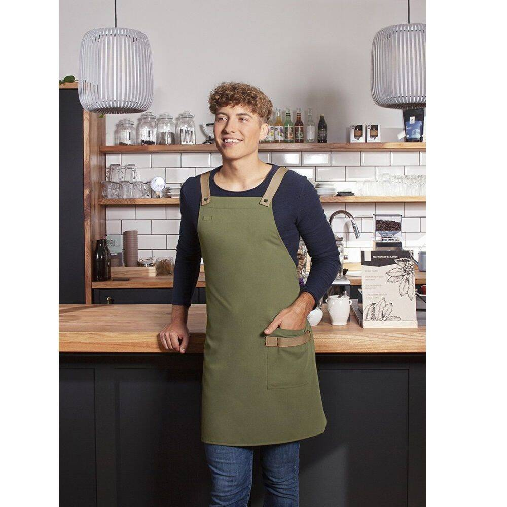 Urban-Look X-Style șorț legat în dungi cu buzunar verde mușchi | KARLOWSKY LS 38-79-Stck