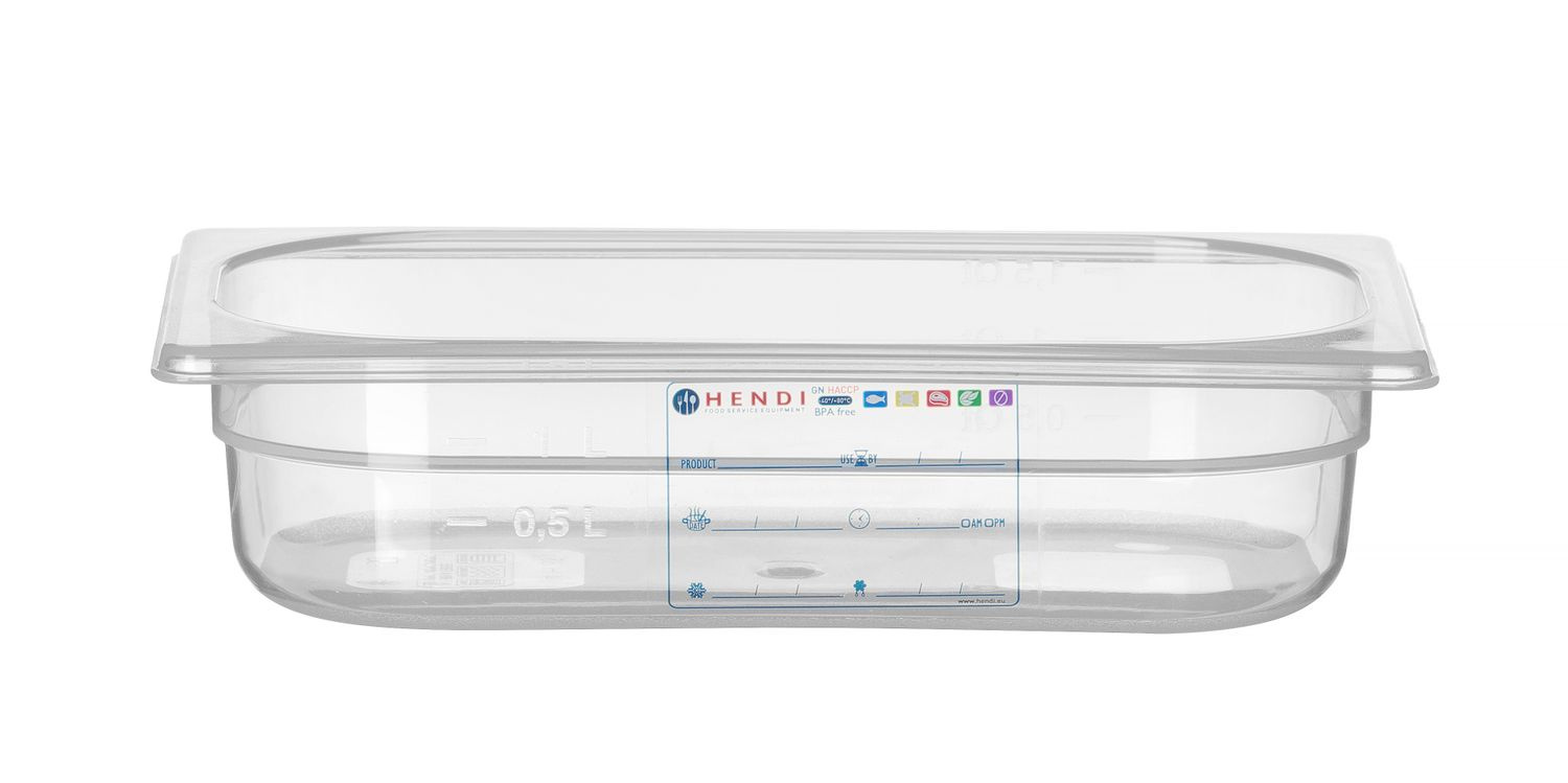 Recipient GN 1/4 ad. 6,5 cm din polipropilenă HACCP | HENDI 880388