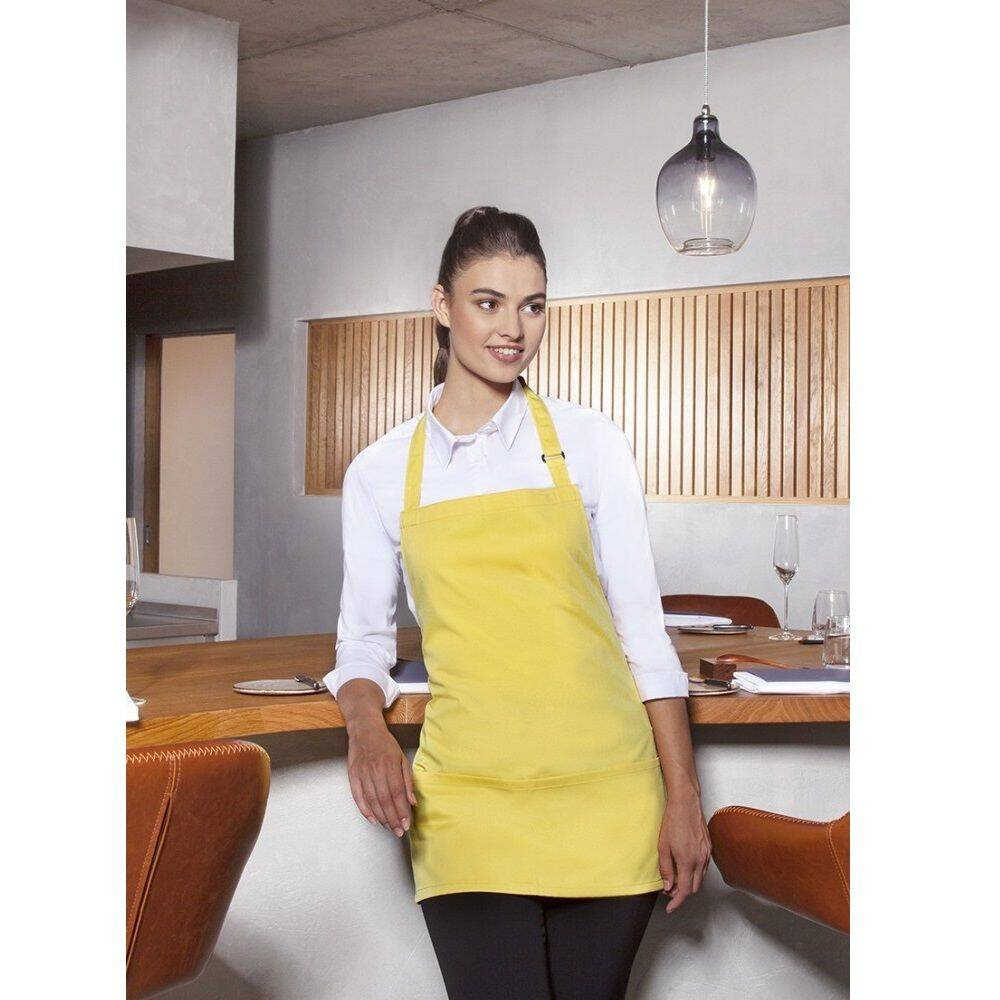 Șorț scurt Basic 75 x 60 cm cu buzunar și cataramă galben solar | KARLOWSKY BLS 6-86-Stck