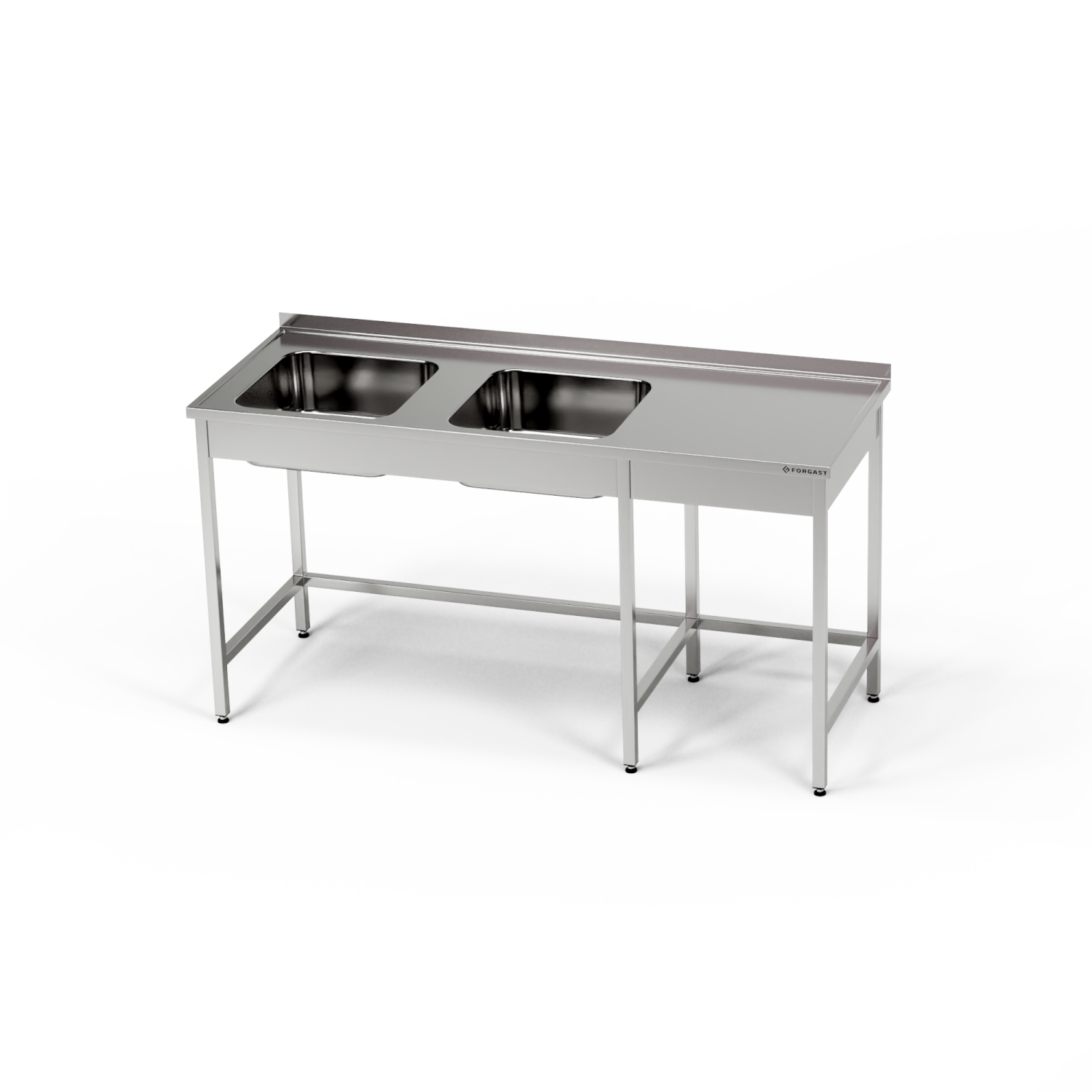 Masă inox cu chiuvetă cu 2 compartimente 250x70x85 cm | FORGAST