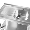 Masă inox cu chiuvetă cu 1 vas dreapta cu raft 100x60x85 cu șuruburi | FORGAST FG15338
