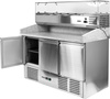 Masa frigorifică cu 3 uși pentru pizza cu suprastructură de sticlă | YATO YG-05305