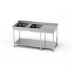 Masă inox cu chiuvetă cu 2 compartimente 230x70x85 cm | FORGAST