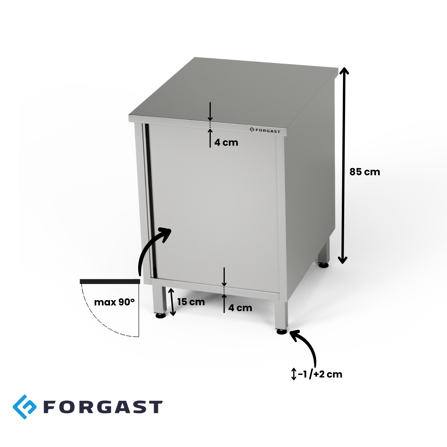 Masă de lucru din oțel inoxidabil cu dulap 50x60x85 cm | FORGAST