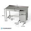 Masă de lucru din oțel inoxidabil cu dulap 160x60x85 cm | FORGAST