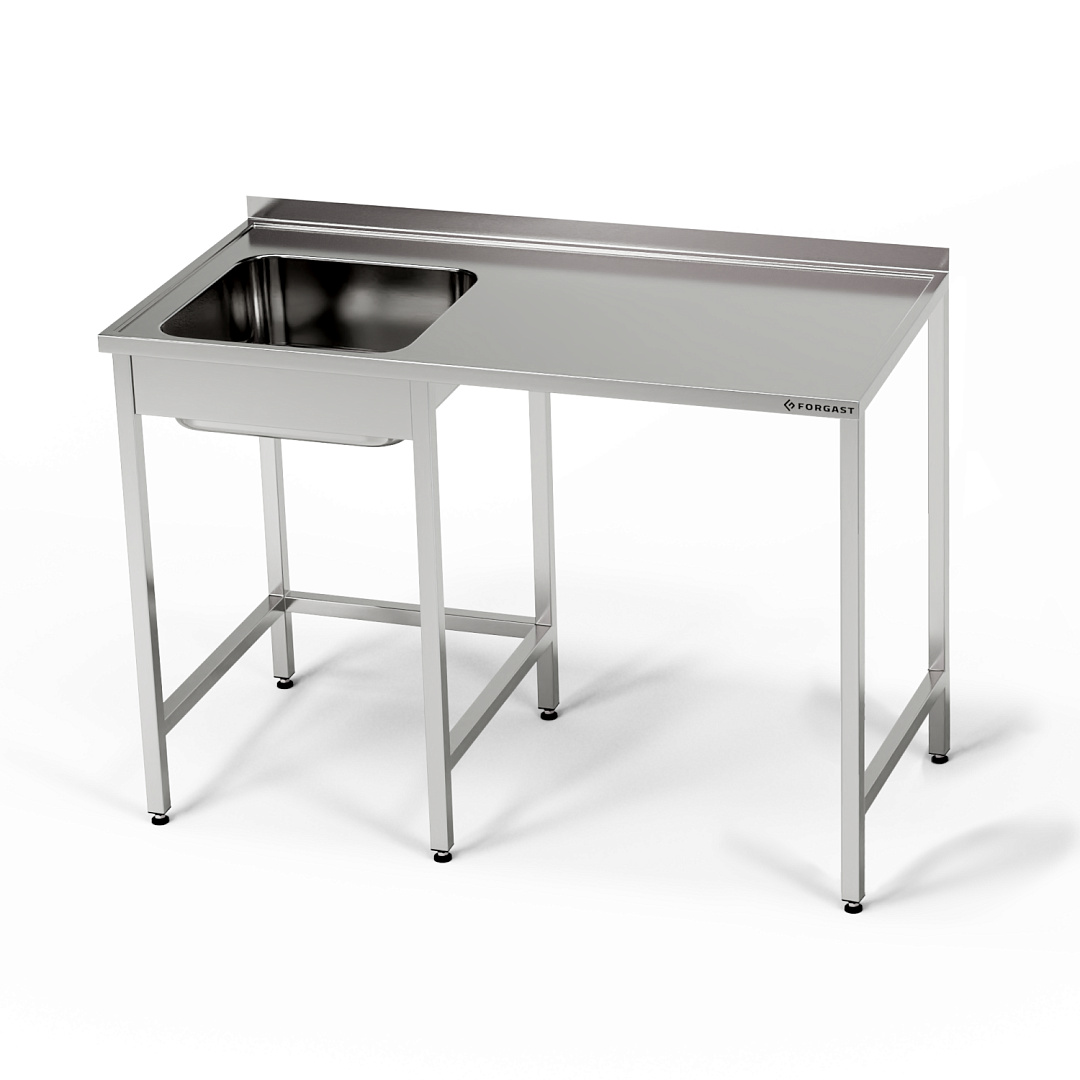 Masă inox cu chiuvetă cu 1 vas și spațiu pentru mașina de spălat vase 170x70x85 cm | FORGAST