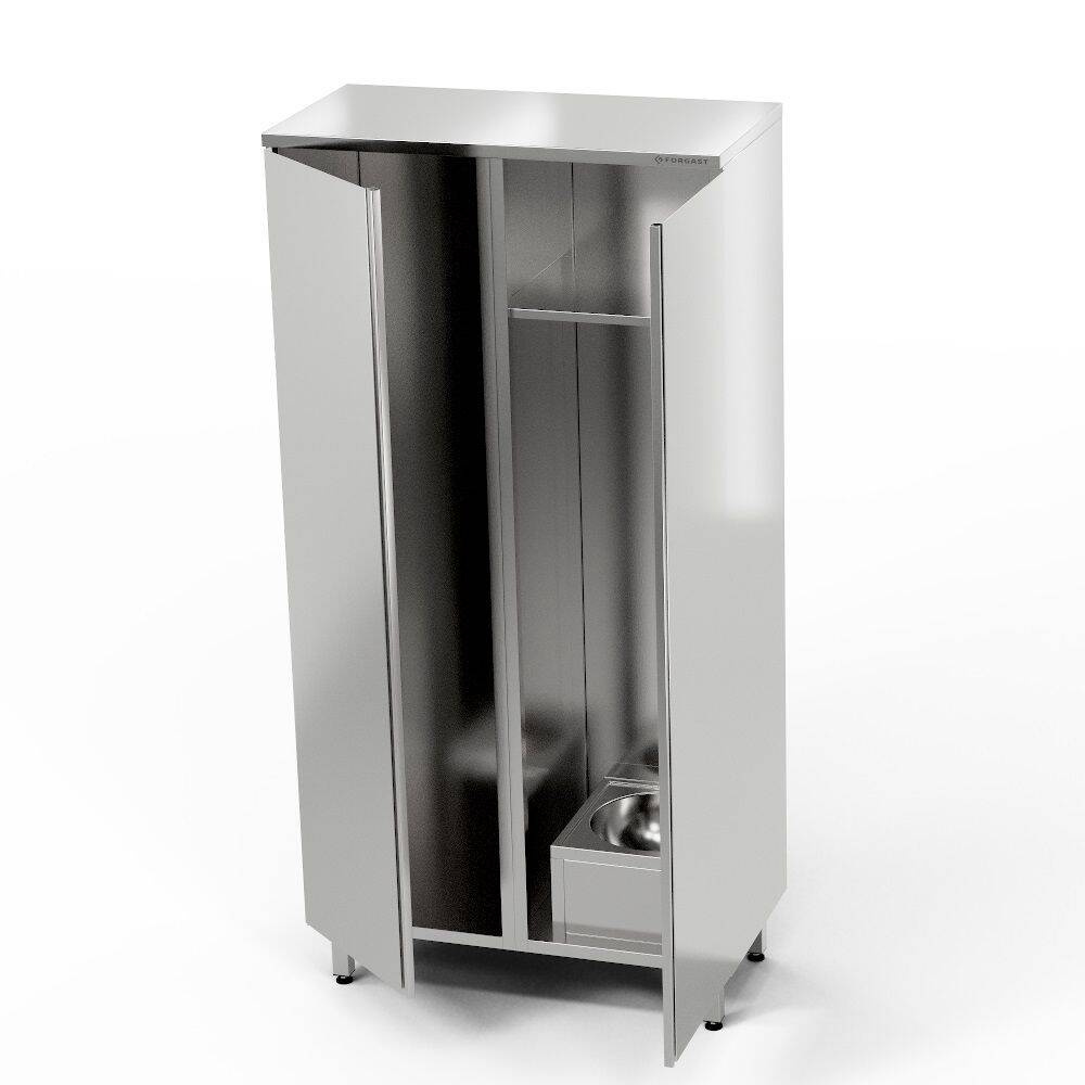 Dulap bipartit din oțel inoxidabil cu chiuvetă 100x50x200 cm | FORGAST