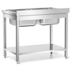 Masă din inox cu chiuvetă cu 2 compartimente și raft 120x60x85 demontabilă | FORGAST FG15340