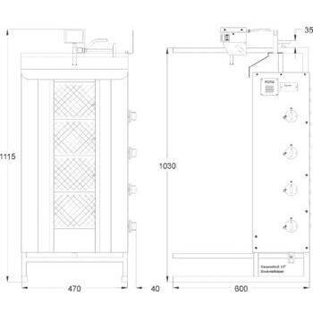 Gyros cu gaz (kebab) - până la 70 kg | POTIS GD-4 (G30)