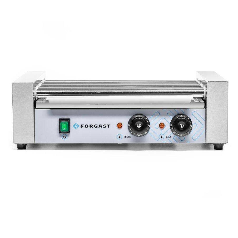 Grătar cu role pentru crenvurști cu protecție din sticlă, 7 role, 1.05 kW, 230 V | FORGAST FG09600