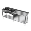 Masă inox cu chiuvetă cu 2 compartimente 240x70x85 cm | FORGAST