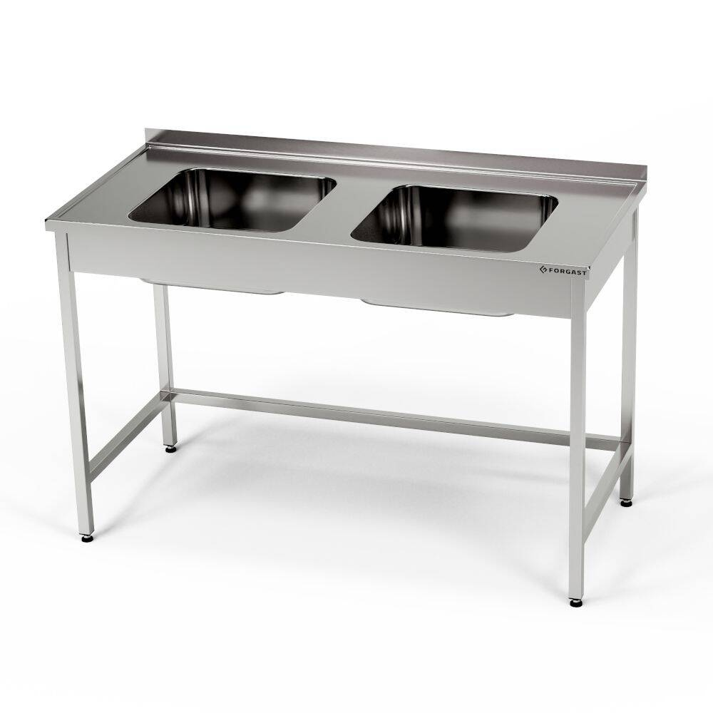 Masă inox cu chiuvetă cu 2 compartimente 100x70x85 cm | FORGAST