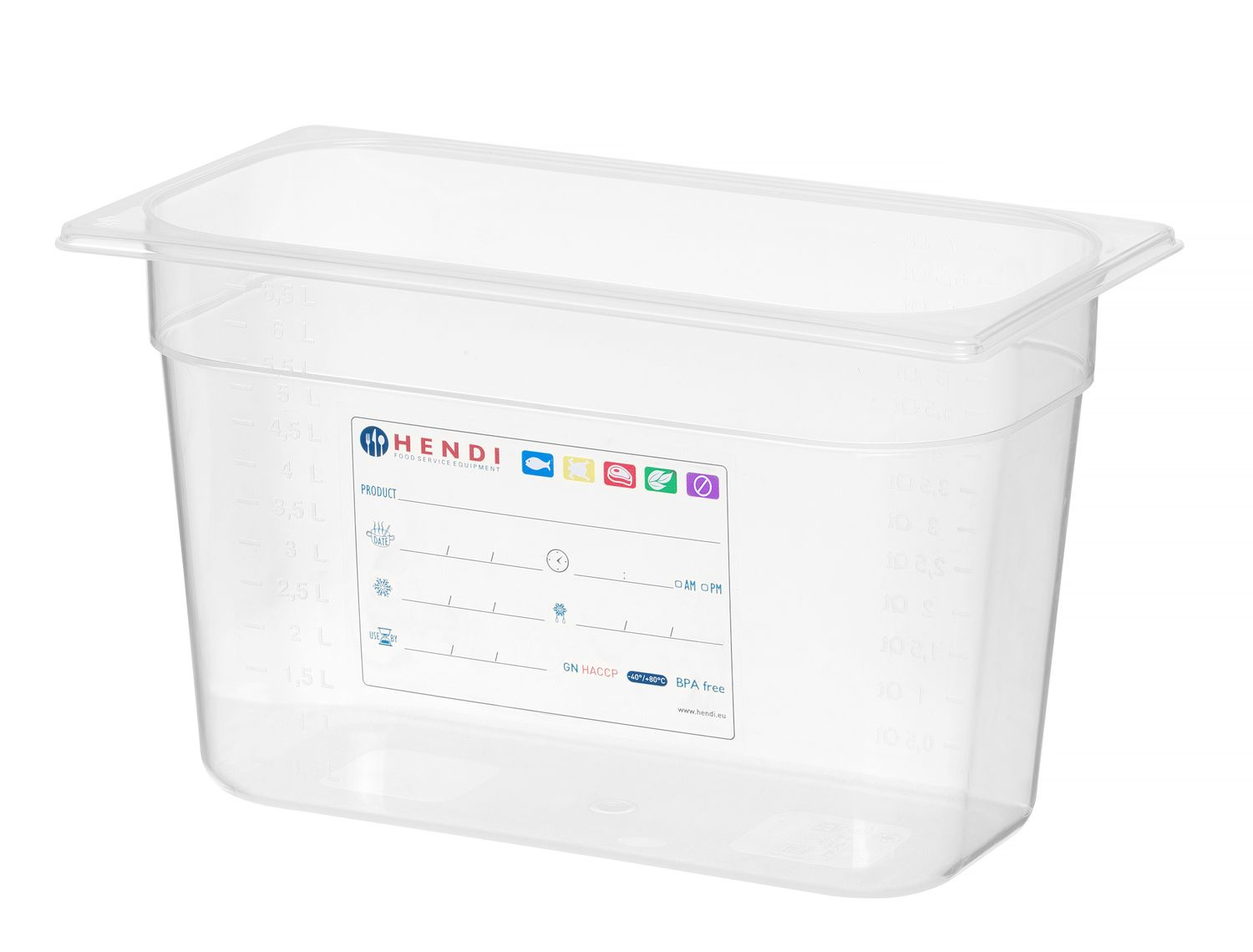 Recipient GN 1/3 adâncime 20 cm din polipropilenă HACCP | HENDI 880258