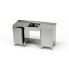 Masă inox cu chiuvetă cu 1 vas și 2 dulapuri 250x60x85 cm | FORGAST
