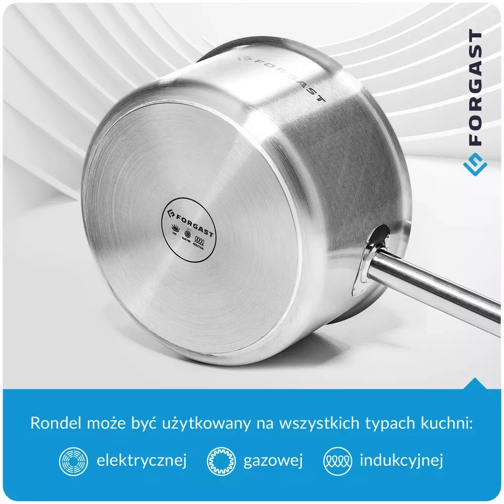 Rondel din oțel inoxidabil cu capac, capacitate 2 l | FORGAST FG02102