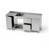 Masă inox cu chiuvetă cu 1 vas, dulap și bloc de sertare și dulap 210x70x85 cm | FORGAST