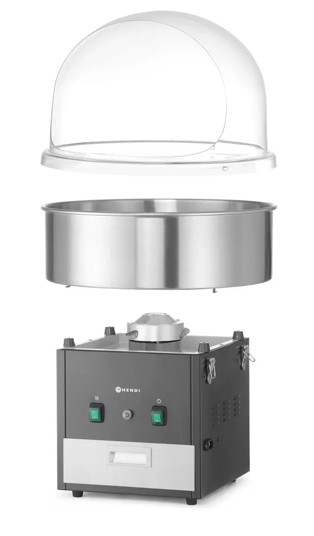Mașină de vată de zahăr fără capac, culoare neagră, 220-240V/1130W, 52x52x(Î)50.3 cm | HENDI 282816