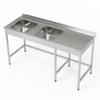Masă inox cu chiuvetă cu 2 compartimente 270x70x85 cm | FORGAST