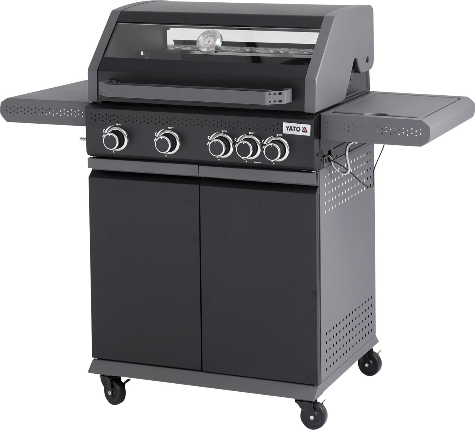 Okaya grătar pe gaz cu sticlă, 5 arzătoare (4+1) | YATO YG-20010