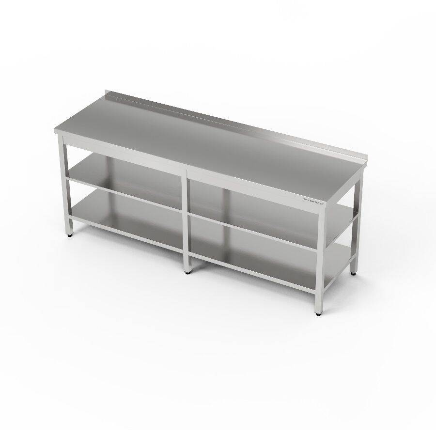 Masă de lucru din oțel inoxidabil cu două rafturi 170x60x85 cm | FORGAST