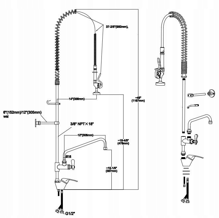 Stand mixer cu mixer, spălător și gura de scurgere | FORGAST FG15713