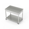 Masă de lucru din inox cu raft pe roți 180x70x85 cm | FORGAST
