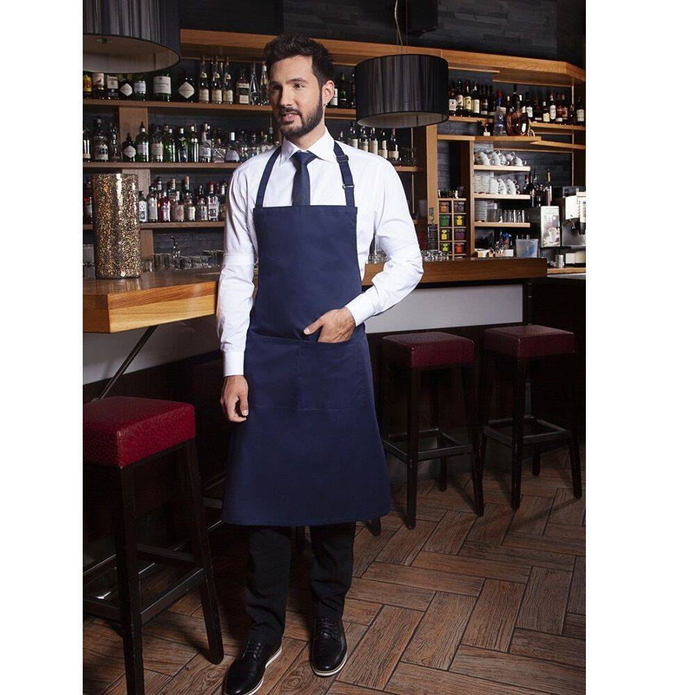 Șorț de bucătar de bază 75 x 90 cm cu buzunar și cataramă, albastru marin | KARLOWSKY BLS 5-10-Stck