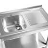 Masă inox cu chiuvetă cu 1 vas stânga cu raft 100x60x85 cu șuruburi | FORGAST FG15336