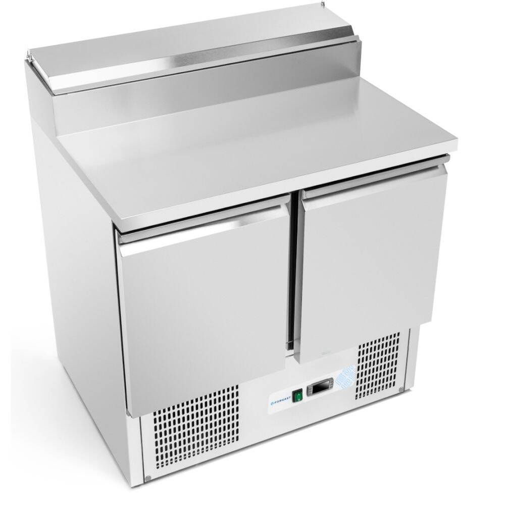 Salatieră frigorifică cu 2 uși 257 l, cu blat din oțel inoxidabil FORGAST FG07402