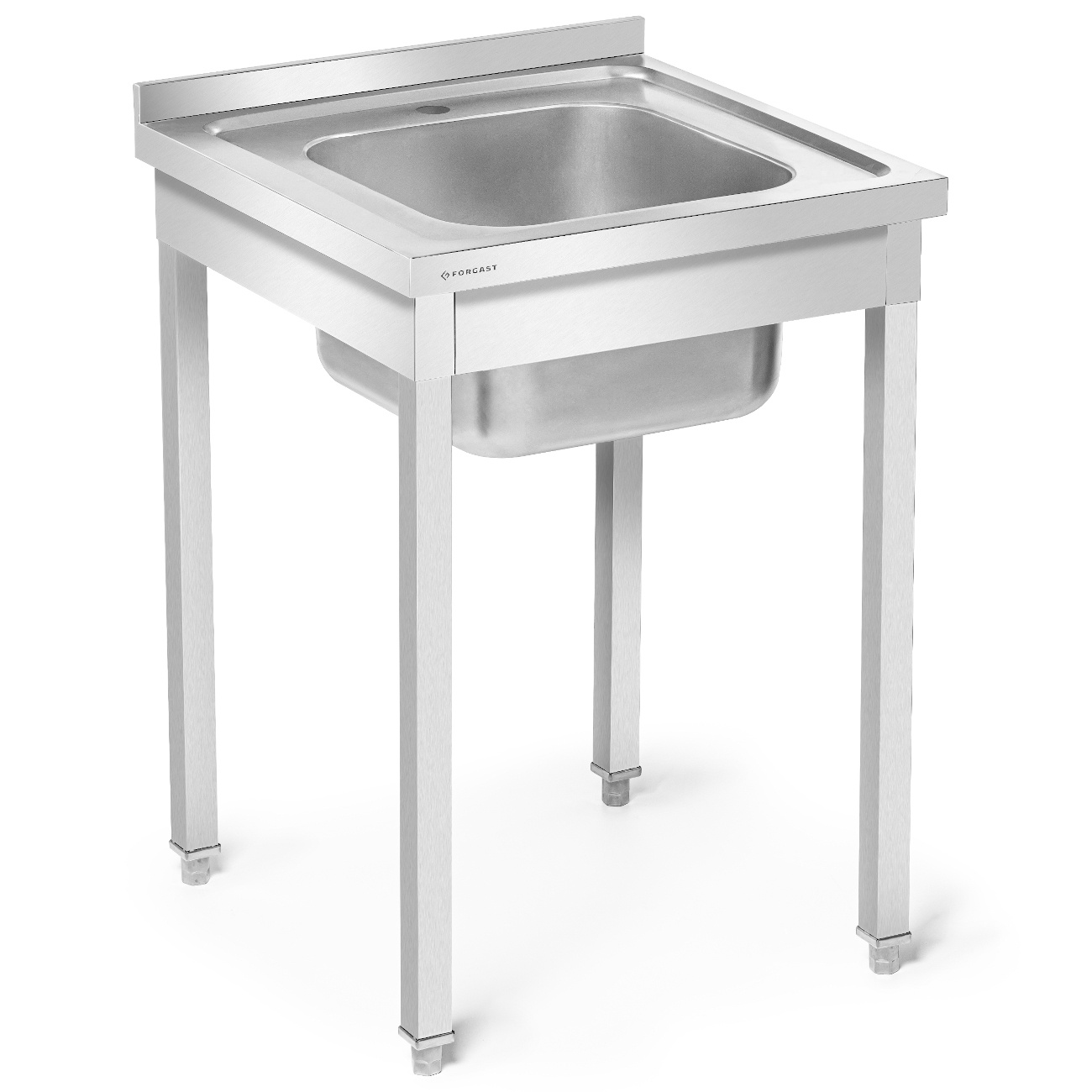 Masă inox cu chiuvetă cu 1 vas 60x60x85 cu șuruburi | FORGAST FG15334