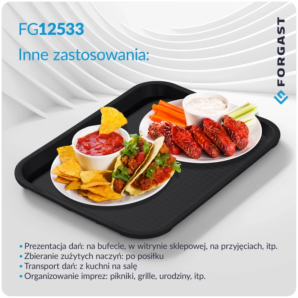 Tavă fast food neagră dim. 45x35 cm | FORGAST FG12533