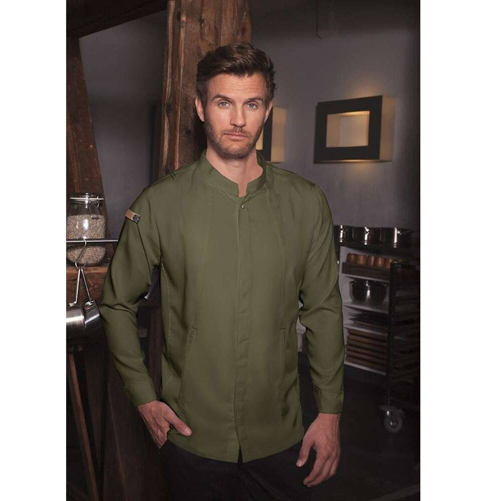 Hanorac de bucătar verde mușchi pentru bărbați Green-Generation | KARLOWSKY JM 35-79