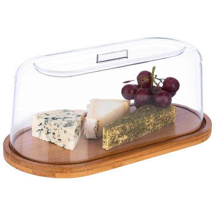 Tavă din bambus cu capac din plastic SAN, 28x14x11.5 cm | APS 826