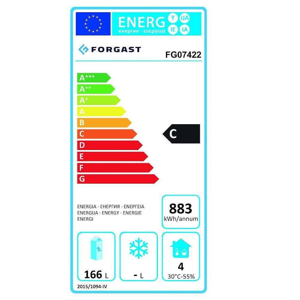Salatieră frigorifică cu 2 uși 257 l, cu capac din oțel inoxidabil FORGAST FG07422