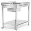 Masă din inox cu chiuvetă 1-compartiment stânga cu raft 120x60x85 asamblată | FORGAST FG15337