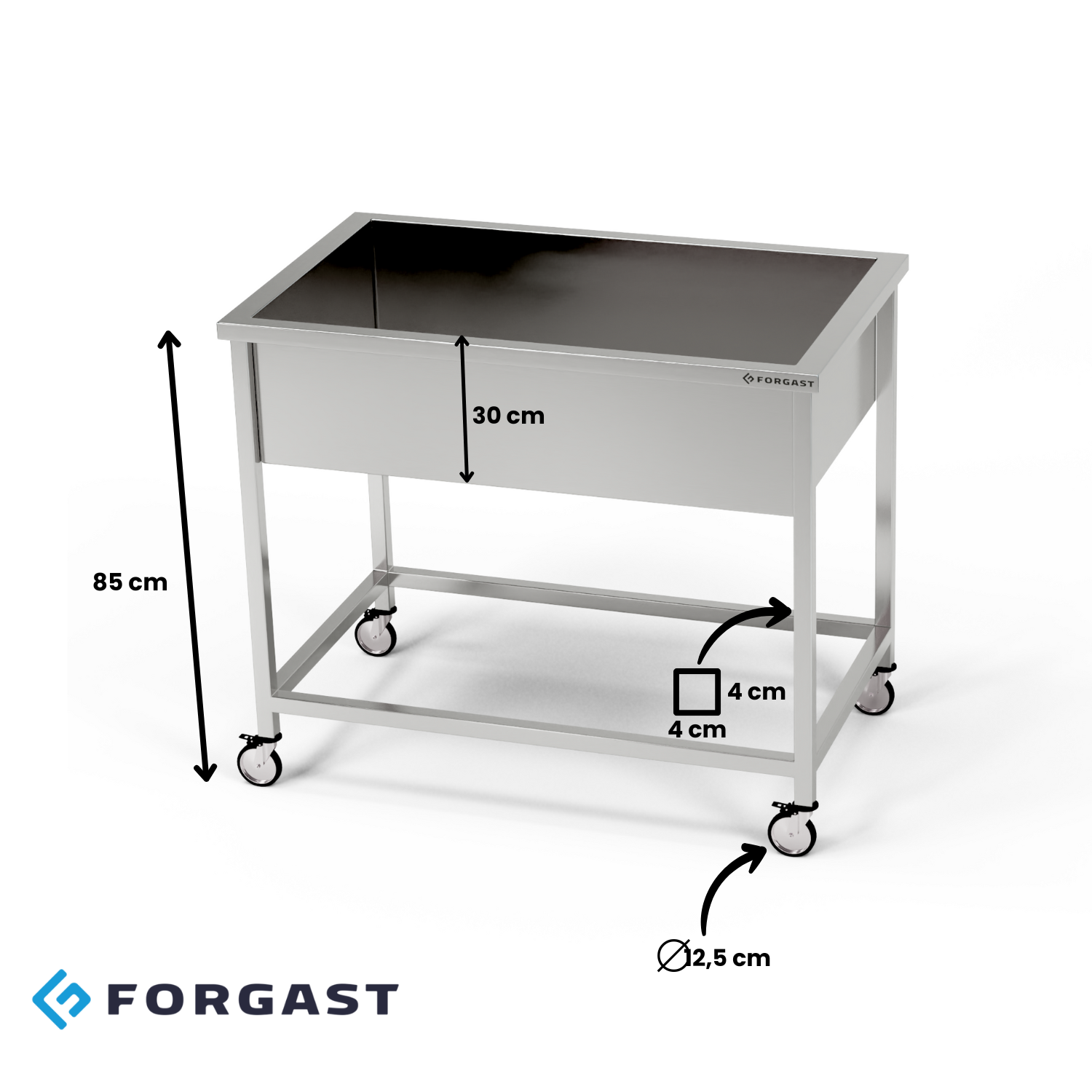 Piscină mobilă din oțel inoxidabil (adâncă. 30 cm) 120x60x85 cm | FORGAST