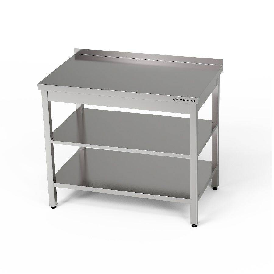 Masă de lucru din oțel inoxidabil cu două rafturi 120x70x85 cm | FORGAST