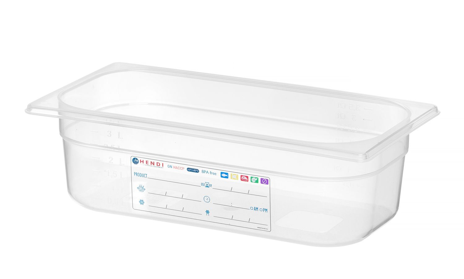 Recipient GN 1/3 ad. 10 cm din polipropilenă HACCP | HENDI 880272