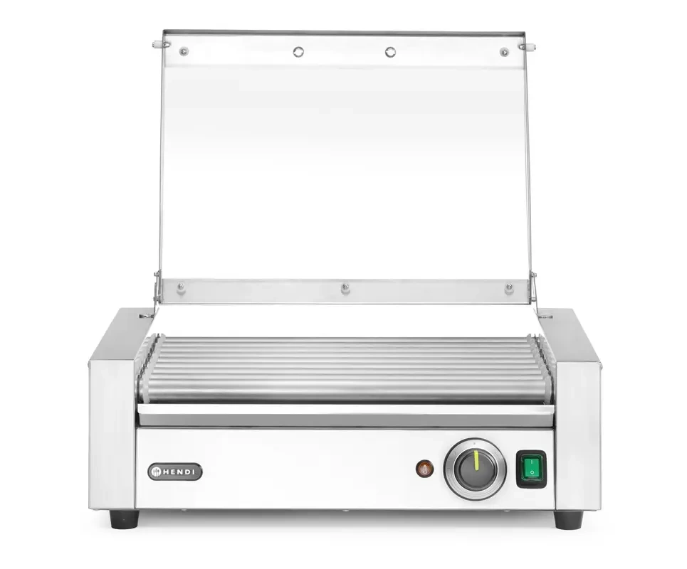 Încălzitor cu role pentru crenvurști, cu o singură zonă și capac, 9 role, 0,79 kW, 230 V | HENDI 268643