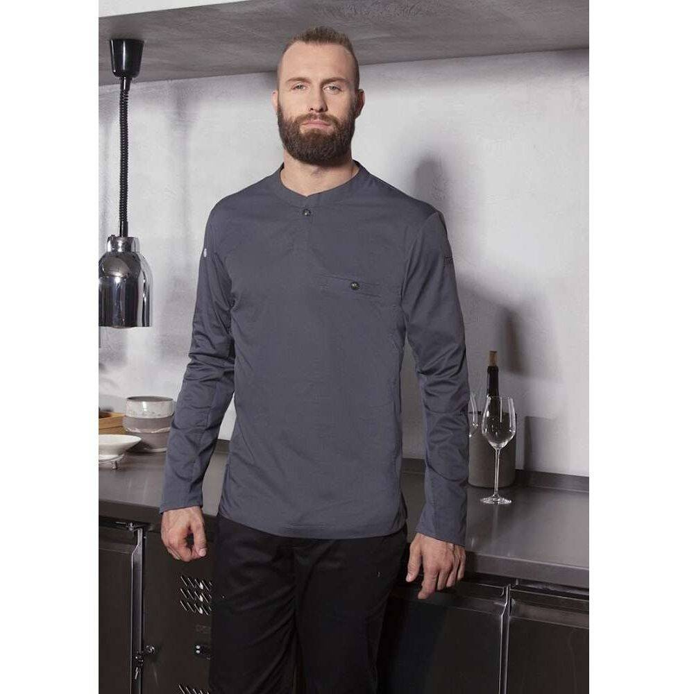 Cămașă de bucătar cu mânecă lungă antracit | KARLOWSKY TM 6-5