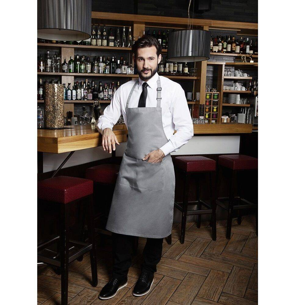 Șorț de bucătar Basic 75 x 90 cm cu buzunar și cataramă, gri bazalt | KARLOWSKY BLS 5-90-Stck