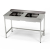 Masă inox cu chiuvetă cu 2 compartimente 150x60x85 cm | FORGAST