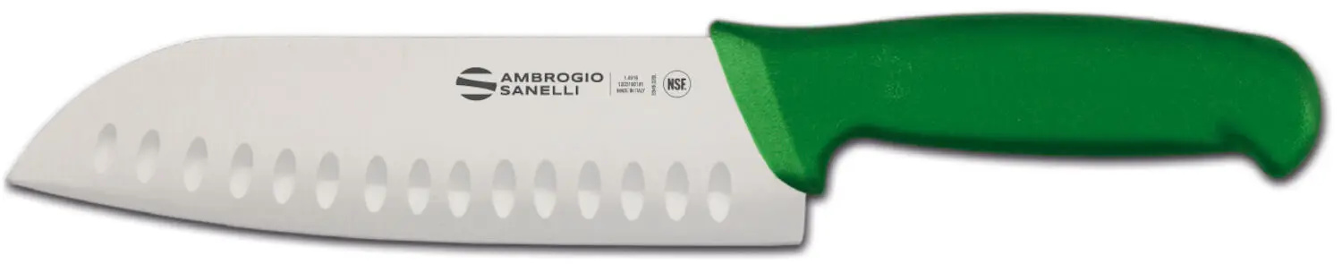 Cuțit Santoku cu caneluri Supra colore, lung. 31 cm, verde | AMBROGIO SANELLI S350.018G